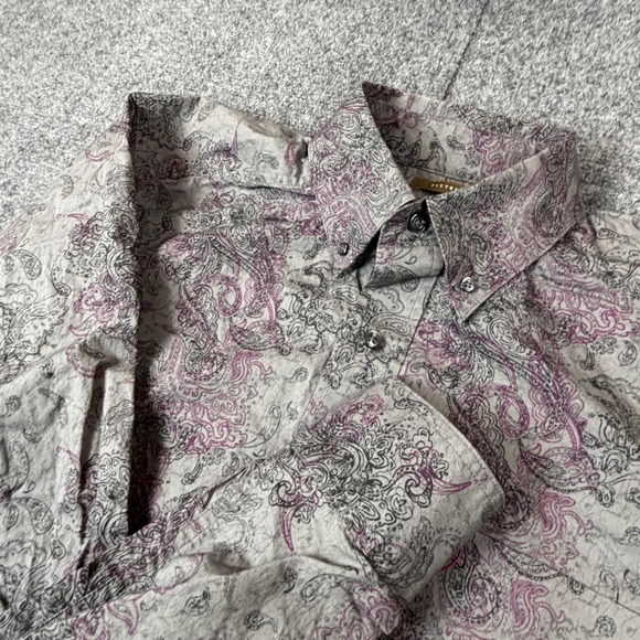 Ariat Tops - VTG Ariat Womens Size Small Fitted Paisley Western Button Down Shirt Grey Purple